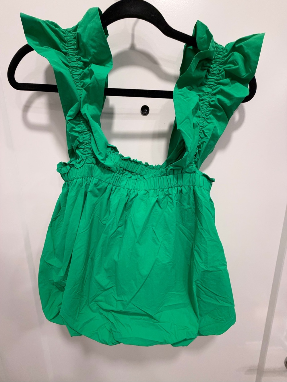 THML Emerald Green Ruffle Shoulder Bubble Hem Top XS